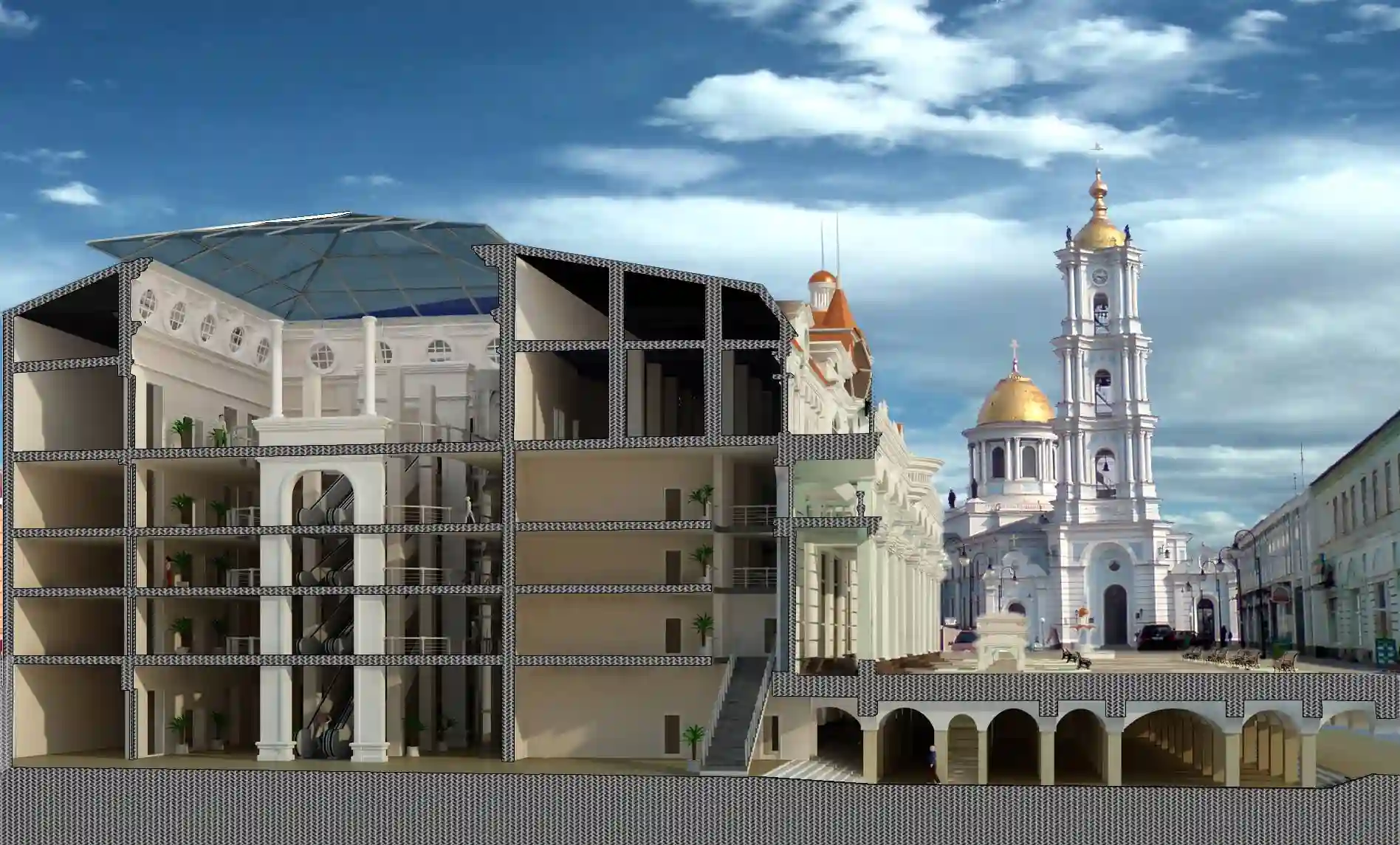 proiekt nedobudovanoho torhovoho tsentru У новому ТРЦ в Сумах хотіли збудувати також підземний поверх