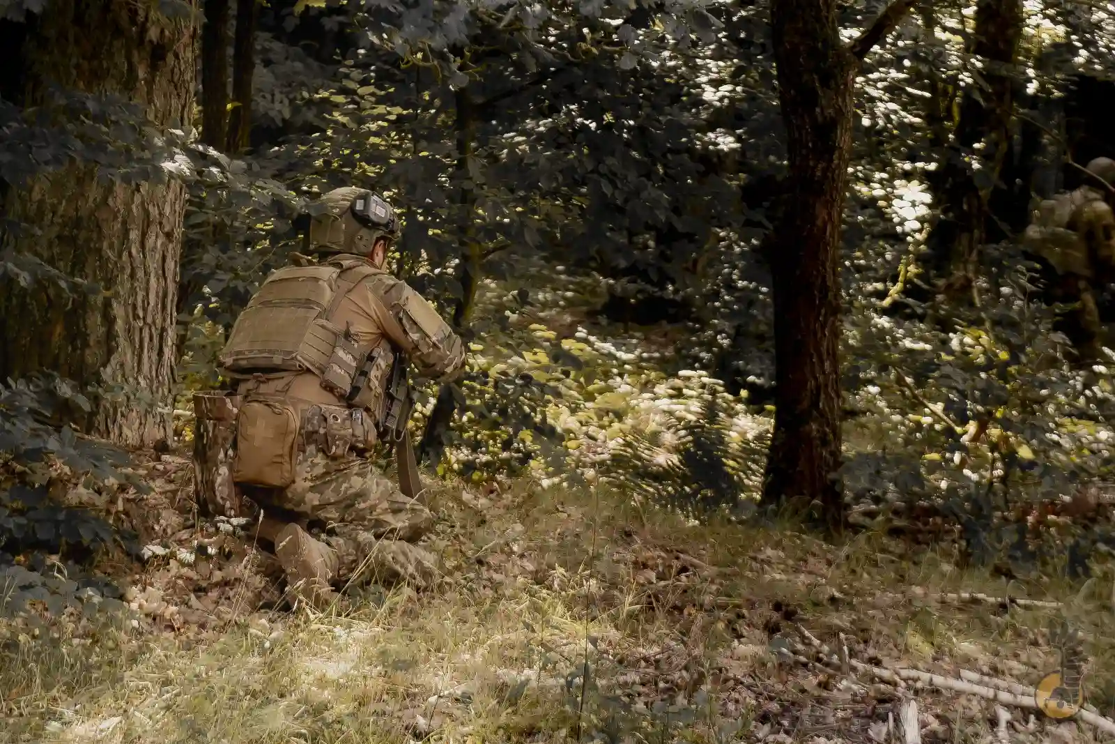 україньский військовий в лісі
